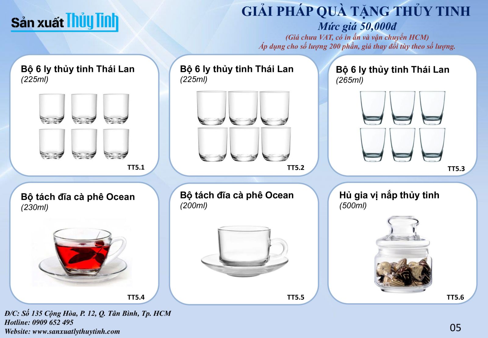 Lấy hàng khuyến mãi thủy tinh giá sỉ