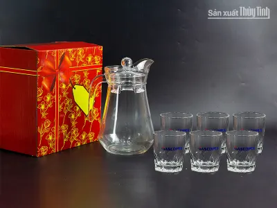 Bộ bình ly thủy tinh in logo (LT 2.5)