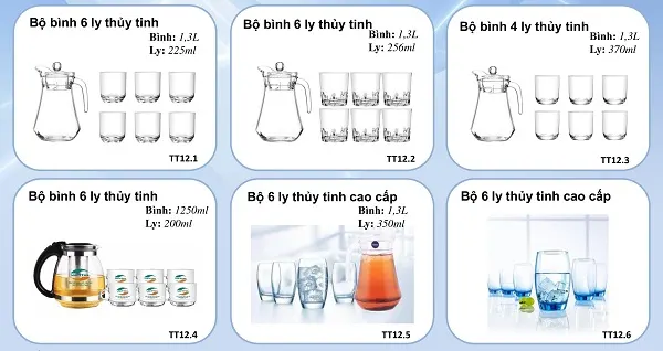 Tổng hợp các mẫu bộ bình ly thủy tinh cao cấp làm quà tặng 8/3 cho doanh nghiệp