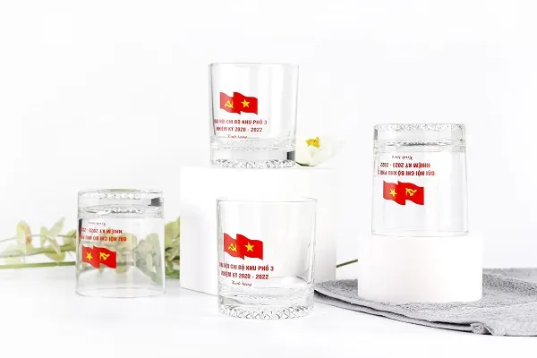 Bộ ly thủy tinh 6 cái in logo quà tặng Công đoàn