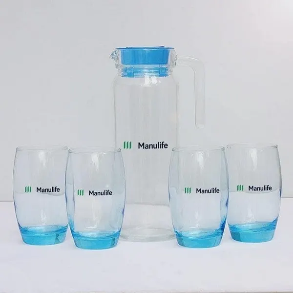 Bộ bình thủy tinh 4 ly in logo mua ở đâu?