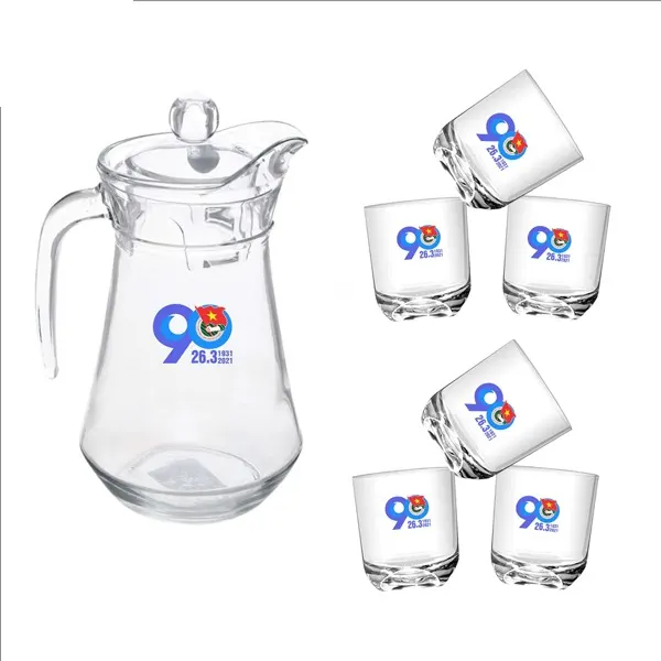 Bộ bình ly thủy tinh 6 cái in logo quà tặng công đoàn