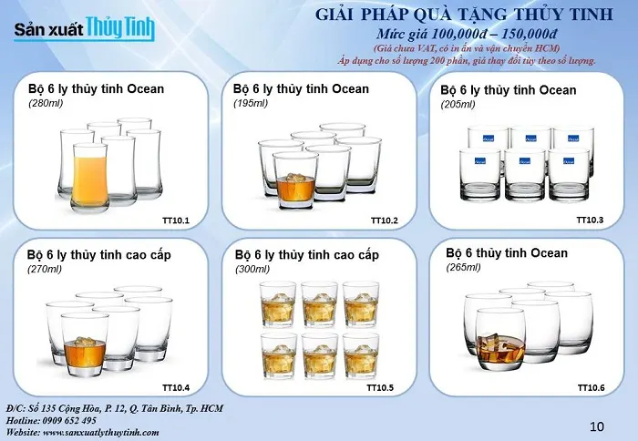 Cung cấp ly thủy tinh Ocean, Luminarc, Bormioli chính hãng in logo theo yêu cầu