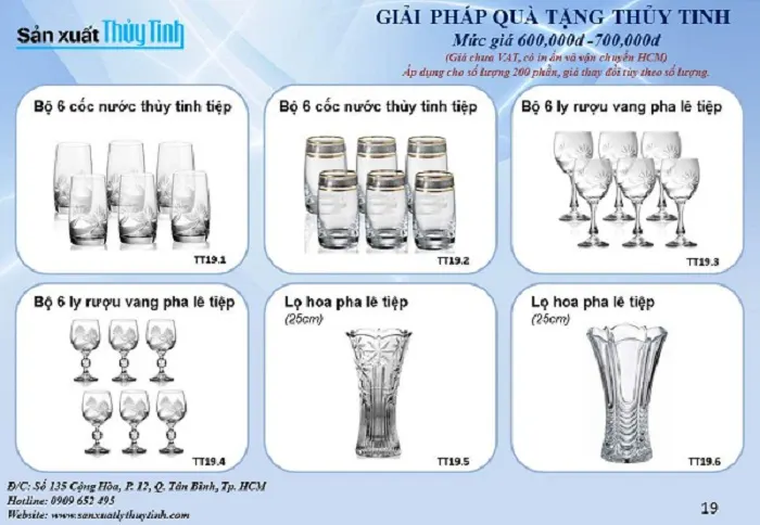 Giải pháp quà tặng thủy tinh cao cấp bộ ly tiệp 600 - 700k