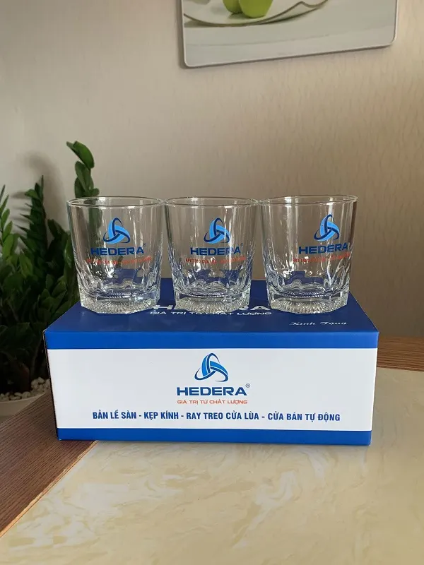 Bộ ly thủy tinh 6 cái in logo quà tặng