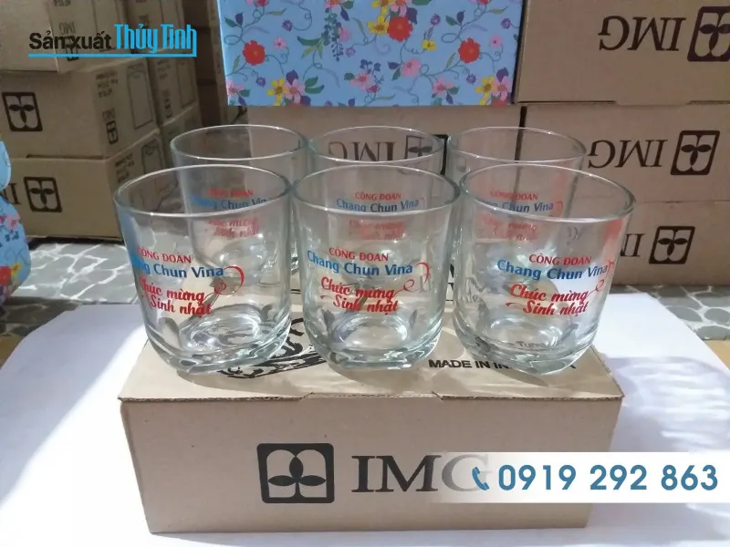 bộ ly thủy tinh quà tặng in logo bền đẹp