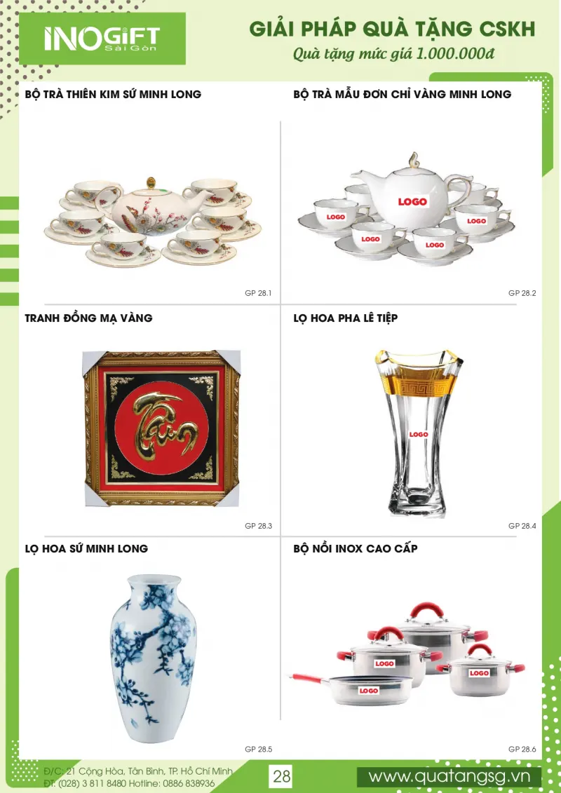 Báo Giá Quà tặng khuyến mãi, quà tặng doanh nghiệp cuối năm cao cấp từ 1000000đ