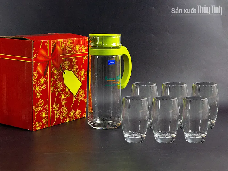 bộ bình ly thủy tinh in logo theo yêu cầu