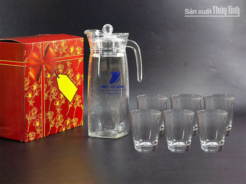 bộ bình ly thủy tinh in logo theo yêu cầu