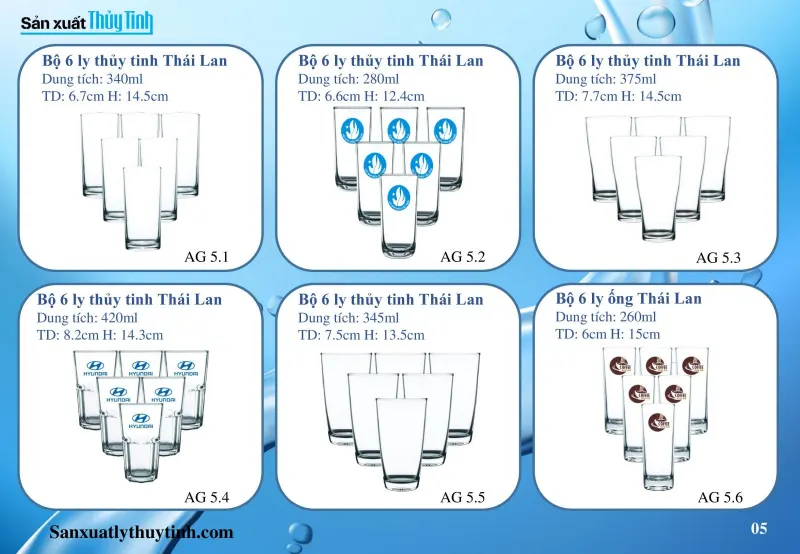 Bộ 6 ly thủy tinh quà tặng